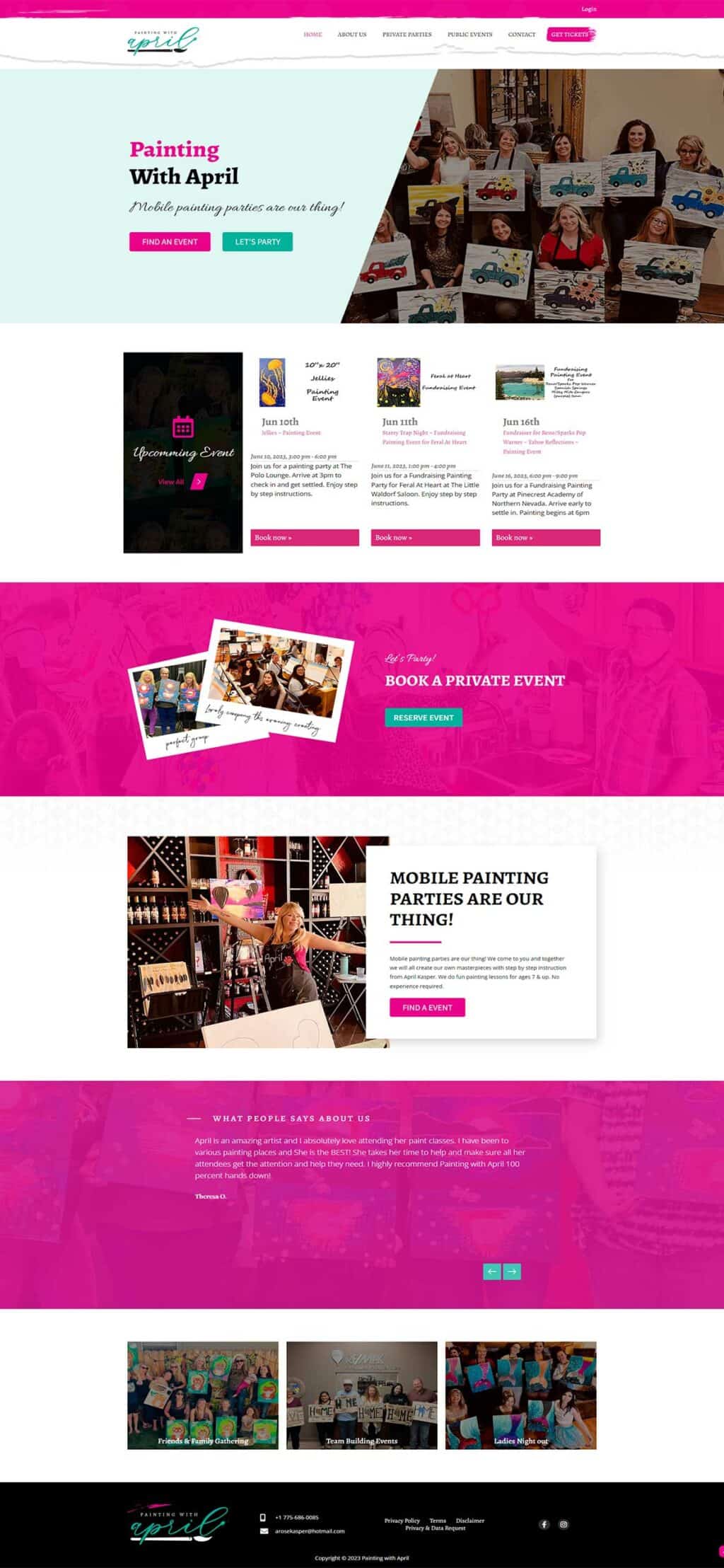 the website design for women's art